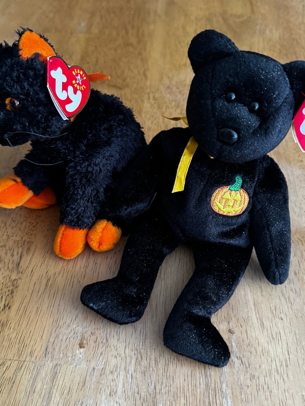 Ty Beanie Babies Halloween Lot Haunt the Bear & Fraidy the Cat Matching KR Tags